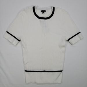 Express Women's Knit Top Size XS White with Black Trim NWT